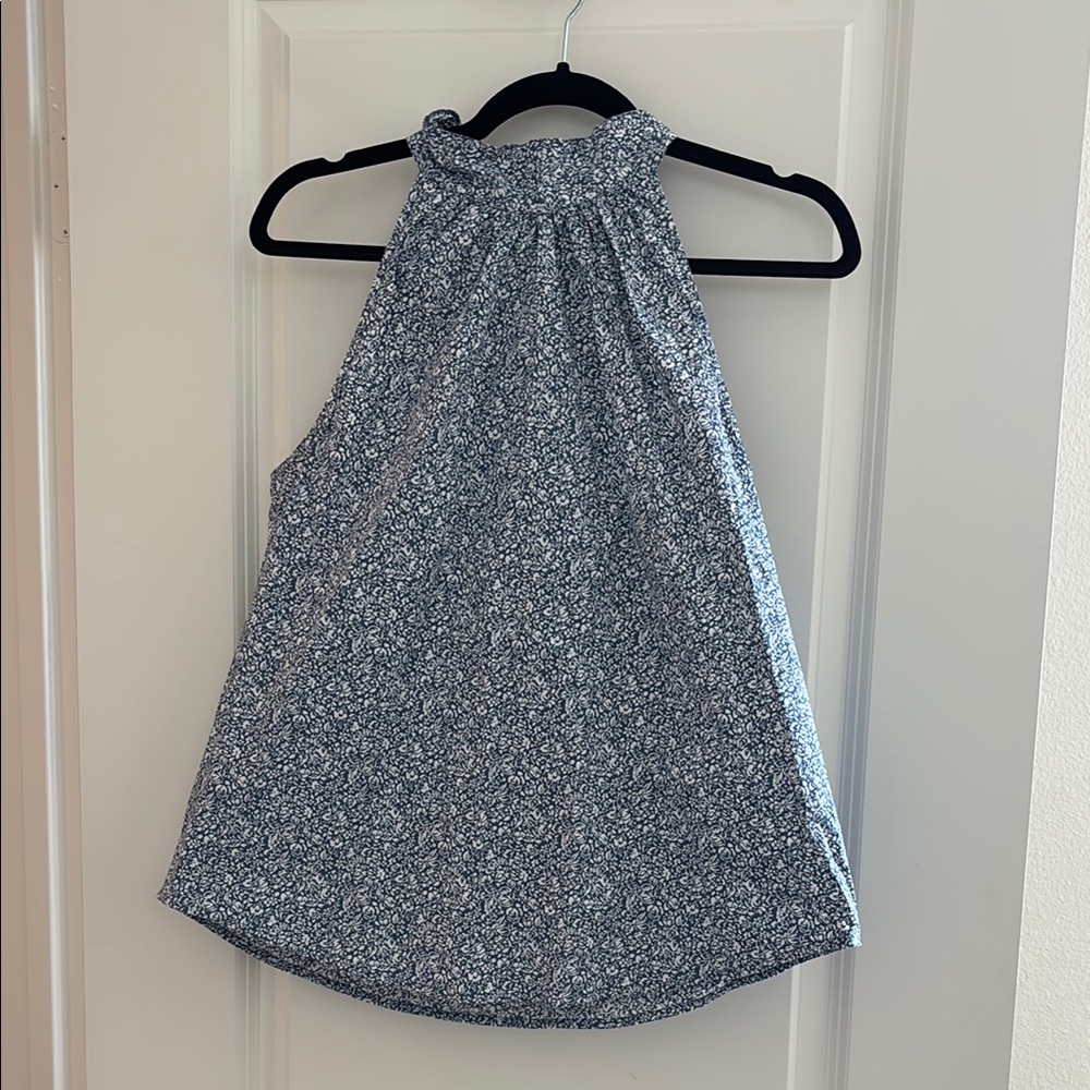 J Crew Floral Halter Neck Top with Back Tie Detail